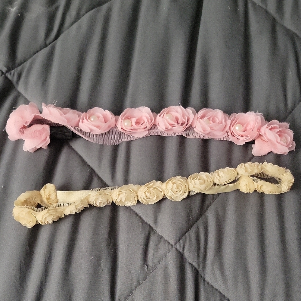 Elegant Pink and Cream Floral Headbands